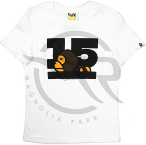 BAPE - BABY MILO 15TH ANNIVERSARY TEE LADIES 1 (WHITE) - 1491-7