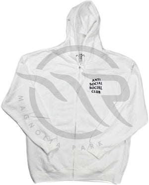 ANTI SOCIAL SOCIAL CLUB - MASOCHISM ZIP UP HOODIE (WHITE) - 1502-12