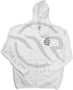 ANTI SOCIAL SOCIAL CLUB - MASOCHISM ZIP UP HOODIE (WHITE) - 1502-12