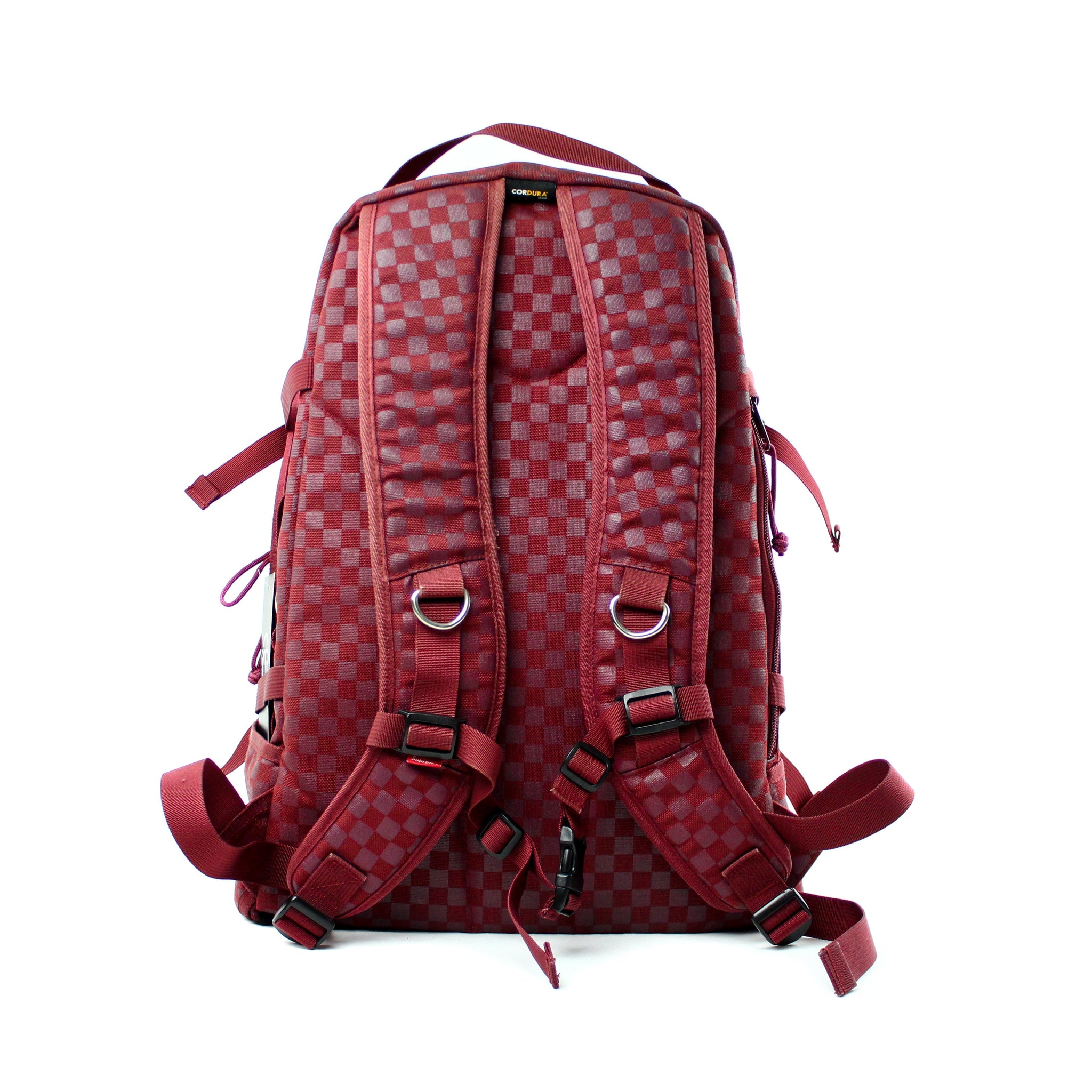 SUPREME - DAMIER CHECKERED BACKPACK FW '11 (BURGUNDY) [USED] - 1673-19