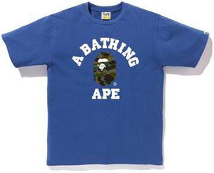 BAPE - 1ST CAMO COLLEGE TEE (BLUE/GREEN) - 1STBLU