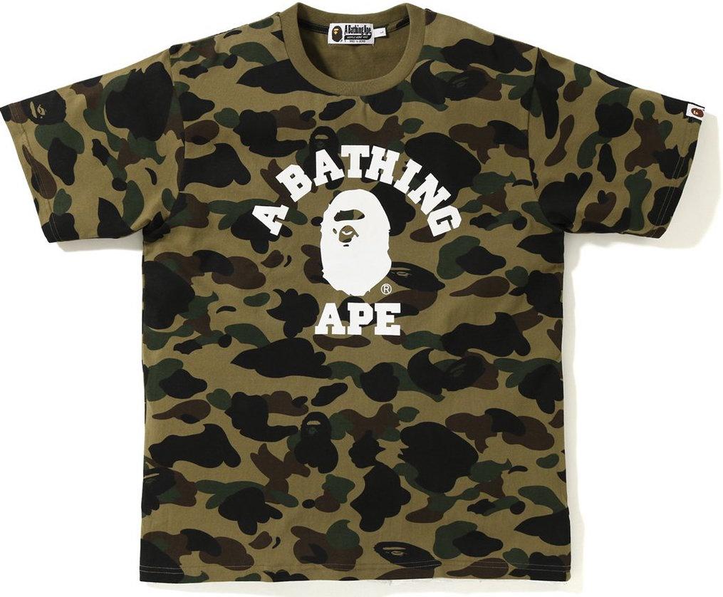 BAPE - ULTIMATE 1ST CAMO COLLEGE TEE (GREEN) - 1STGRN1