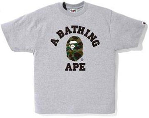 BAPE - 1ST CAMO COLLEGE TEE (GREY/GREEN) - 1STGRY