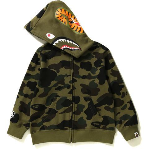 BAPE - 1ST CAMO SHARK ZIP HOODIE KIDS (GREEN) - 1STK2