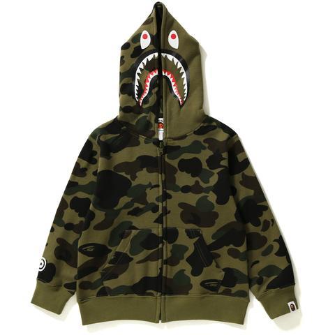 BAPE - 1ST CAMO SHARK ZIP HOODIE KIDS (GREEN) - 1STK3