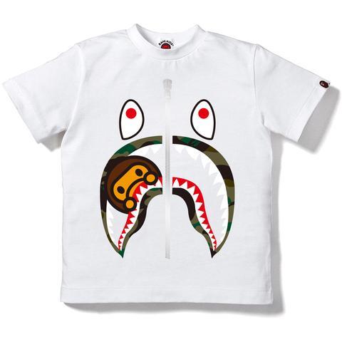 BAPE - 1ST CAMO MILO SHARK TEE KIDS (WHITE/GREEN) - 1STK