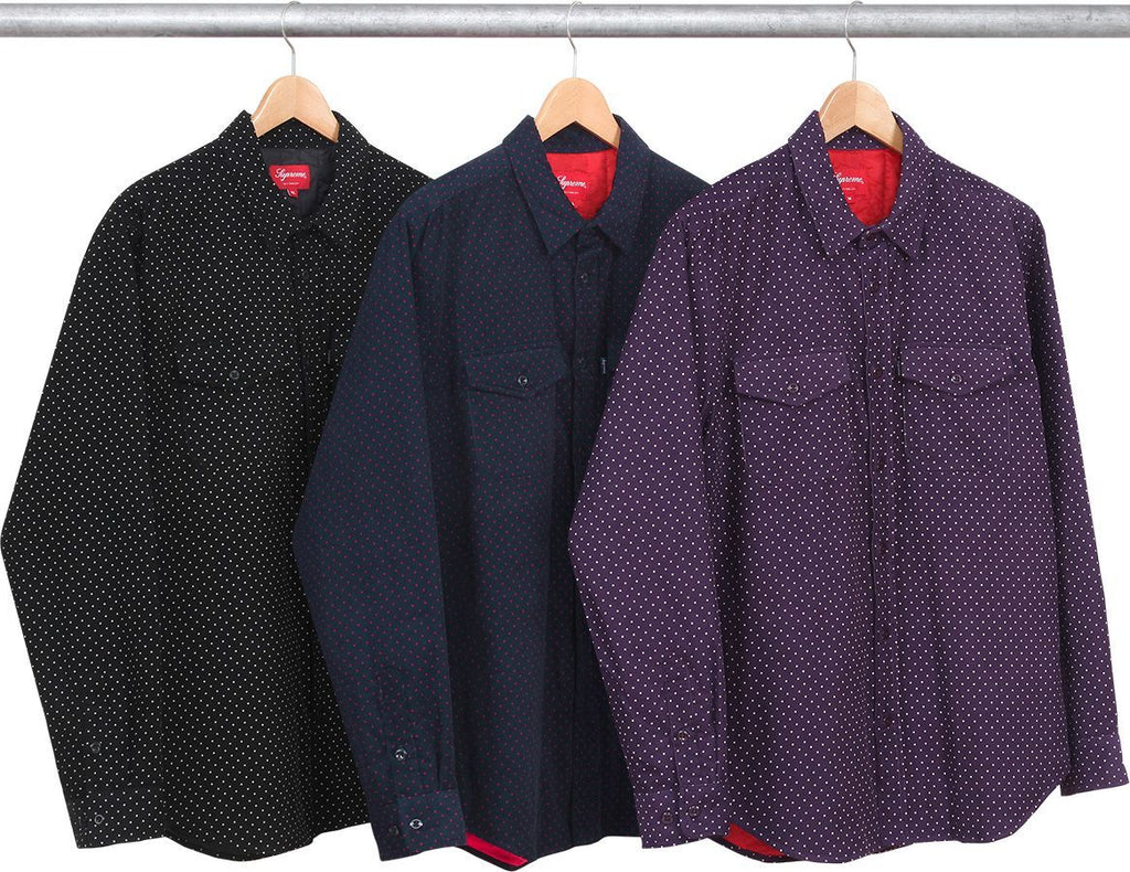 SUPREME - CORDUROY POLKA DOT QUILTED SHIRT (NAVY) - 93cf0298955e1952609ffa735f41e6a2