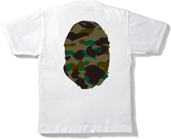 BAPE - 1ST CAMO APE HEAD TEE (WHITE/GREEN) - BA2