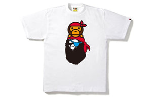 BAPE - PIRATE MILO ON APE HEAD TEE (WHITE) - BAPE_MILO_PIRATE