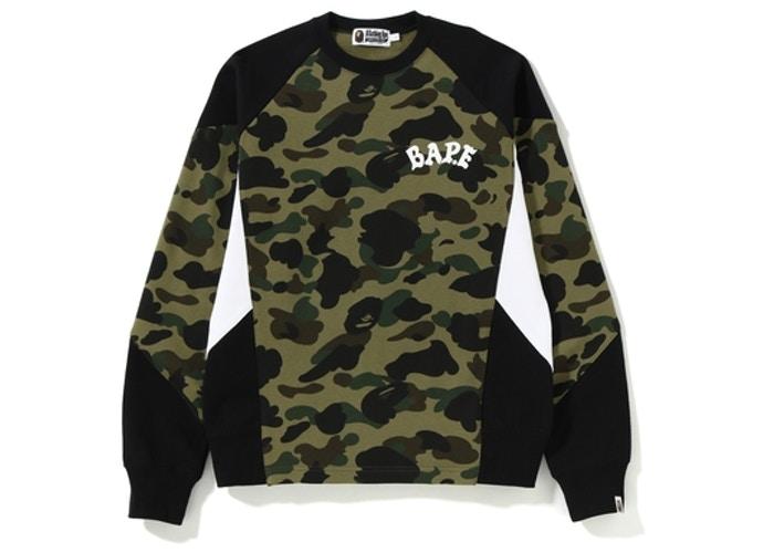 BAPE - 1ST CAMO GREEN COLOR BLOCK CREWNECK - Bape-1st-Camo-Color-Block-Crewneck-Green_1