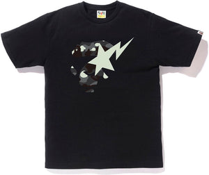 BAPE - CITY CAMO APE FACE ON BAPESTA TEE (BLACK/BLACK) - CI1