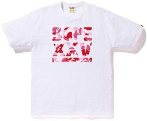 BAPE - 25TH ANNIVERSARY CITIES CAMO LOGO TEE (WHITE/PINK) - CITY