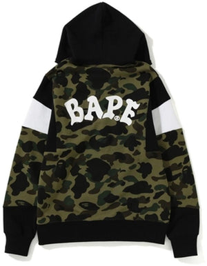 BAPE - 1ST CAMO COLOR BLOCK FULL ZIP HOODIE (BLACK/GREEN) - COL2