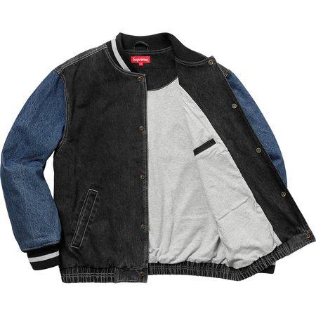 SUPREME - DENIM VARSITY JACKET (BLACK) - DEN2