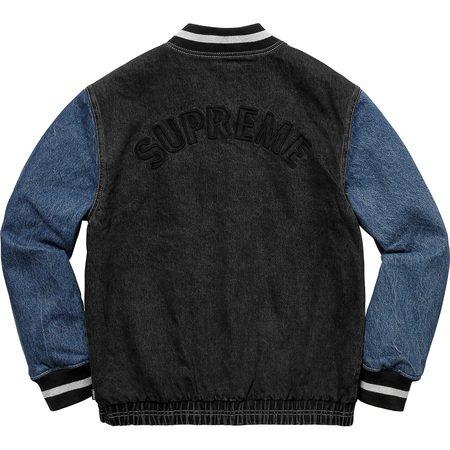 SUPREME - DENIM VARSITY JACKET (BLACK) - DEN3