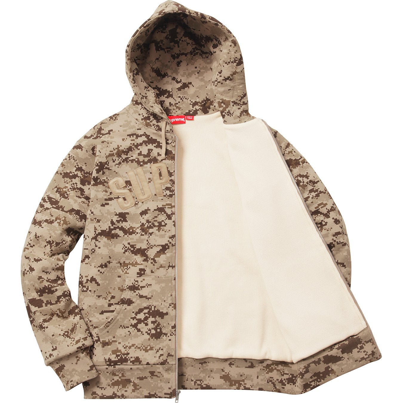 SUPREME - ARC LOGO THERMAL ZIP UP SWEATER (TAN DIGI CAMO) - DIG2