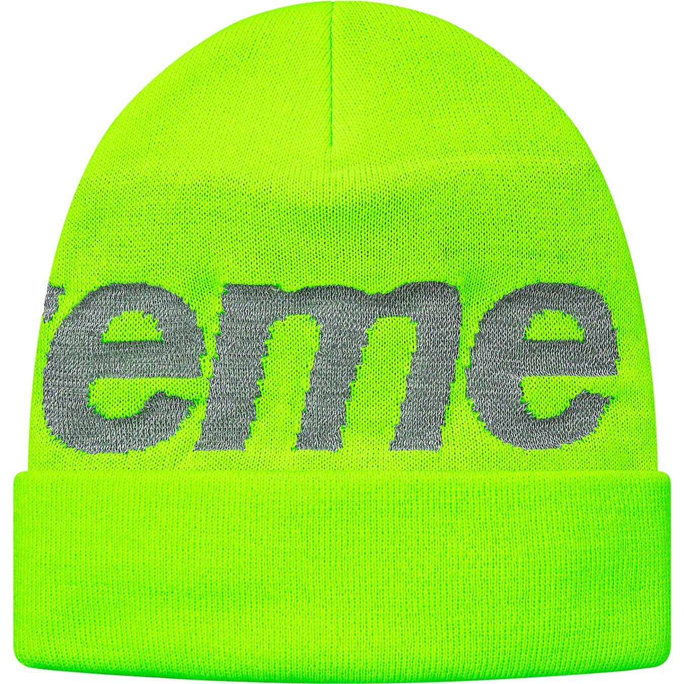 SUPREME - REFLECTIVE BIG LOGO BEANIE (BRIGHT GREEN) - GRN2_bd37d7bc-2a05-4a9f-a724-6afa7a261c03