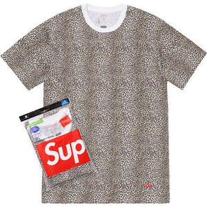 SUPREME/HANES - LEOPARD TAGLESS TEES (2 PACK) - HANLEO