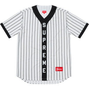 SUPREME - VERTICAL LOGO BASEBALL JERSEY (WHITE) - JERS