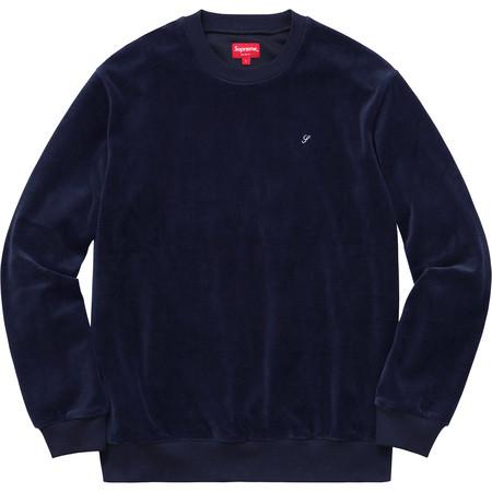 SUPREME - VELOUR CREWNECK (NAVY) - RyQbdiGd0tQ