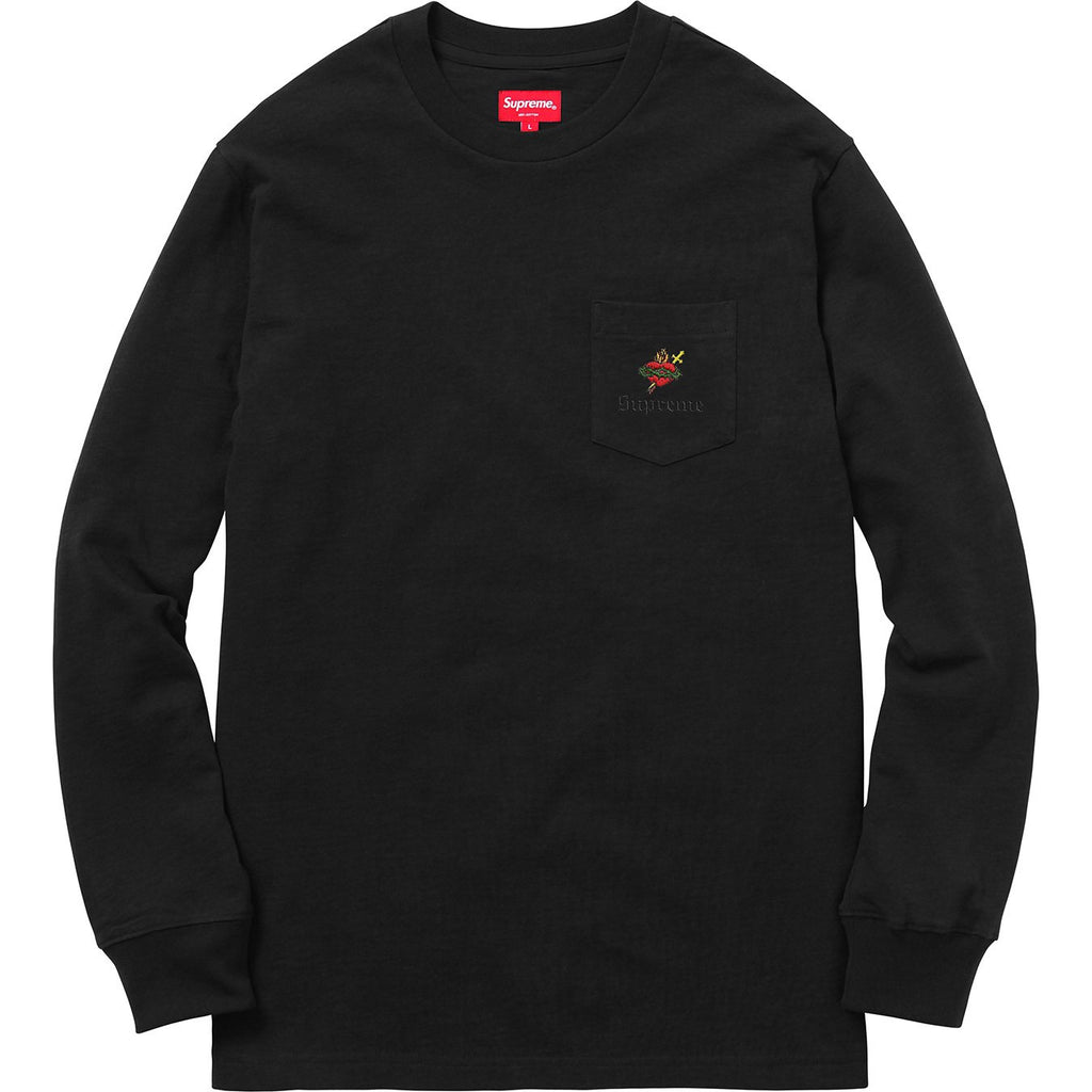 SUPREME - SACRED HEART L/S POCKET TEE (BLACK) - SAC