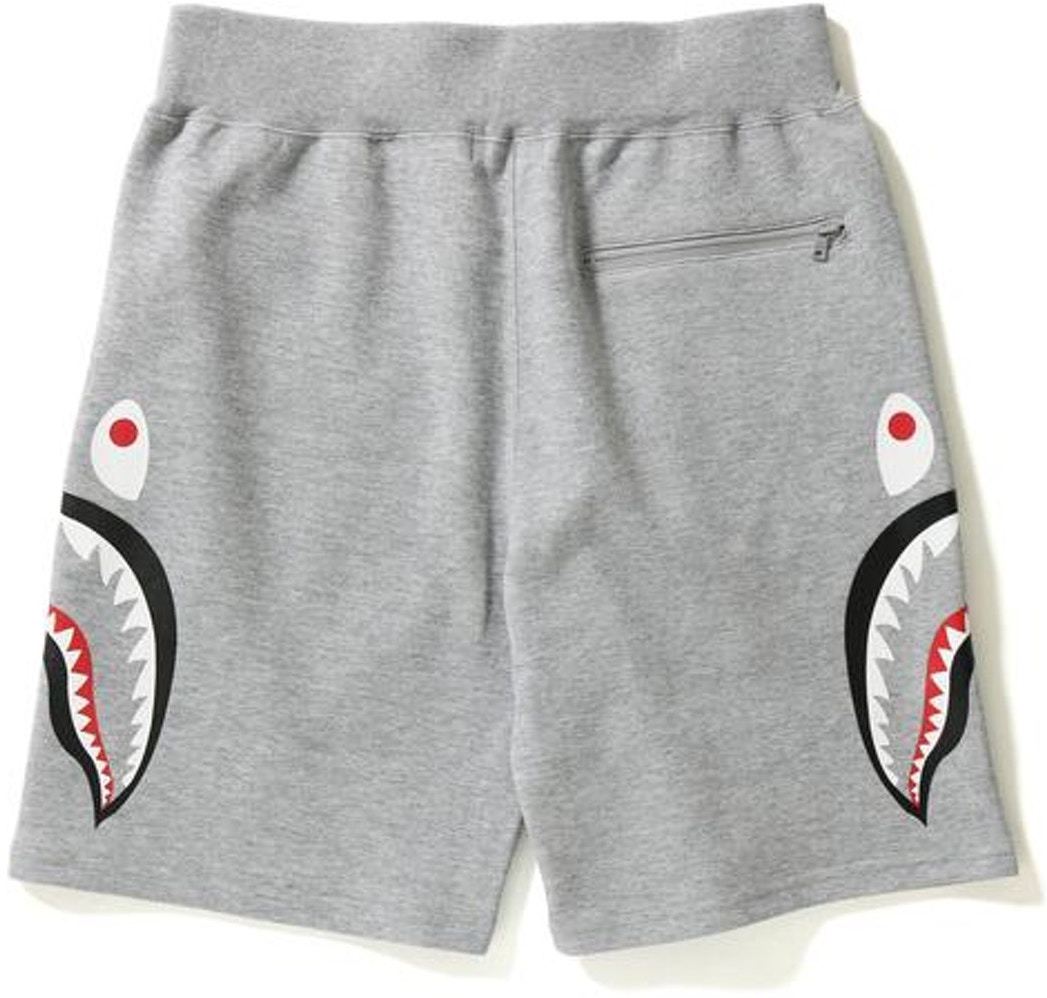 BAPE SIDE SHARK DOUBLE KNIT SWEATSHORT (GREY) [USED] - SHORT2_0709cc80-6647-4094-8a98-9ac9d21f480a