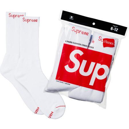 SUPREME/HANES - CREW SOCKS WHITE (4 PACK) - SOCKS_WHT