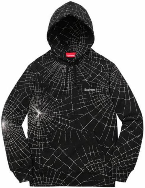 SUPREME - SPIDER WEB HOODED SWEATSHIRT (BLACK) - SPIDER