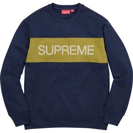 SUPREME - ZIG ZAG STITCH PANEL CREWNECK (NAVY) - SUPREME_-_ZIG_ZAG_STITCH_PANEL_CREWNECK_NAVY_1