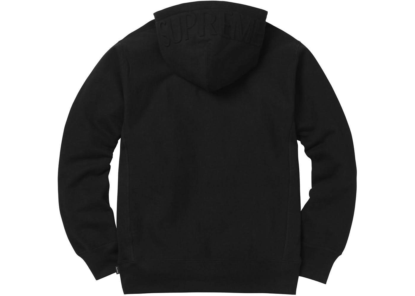 SUPREME - EMBOSSED LOGO HOODED SWEATSHIRT (BLACK) - Supreme-Embossed-Logo-Hooded-Sweatshirt-Black-2