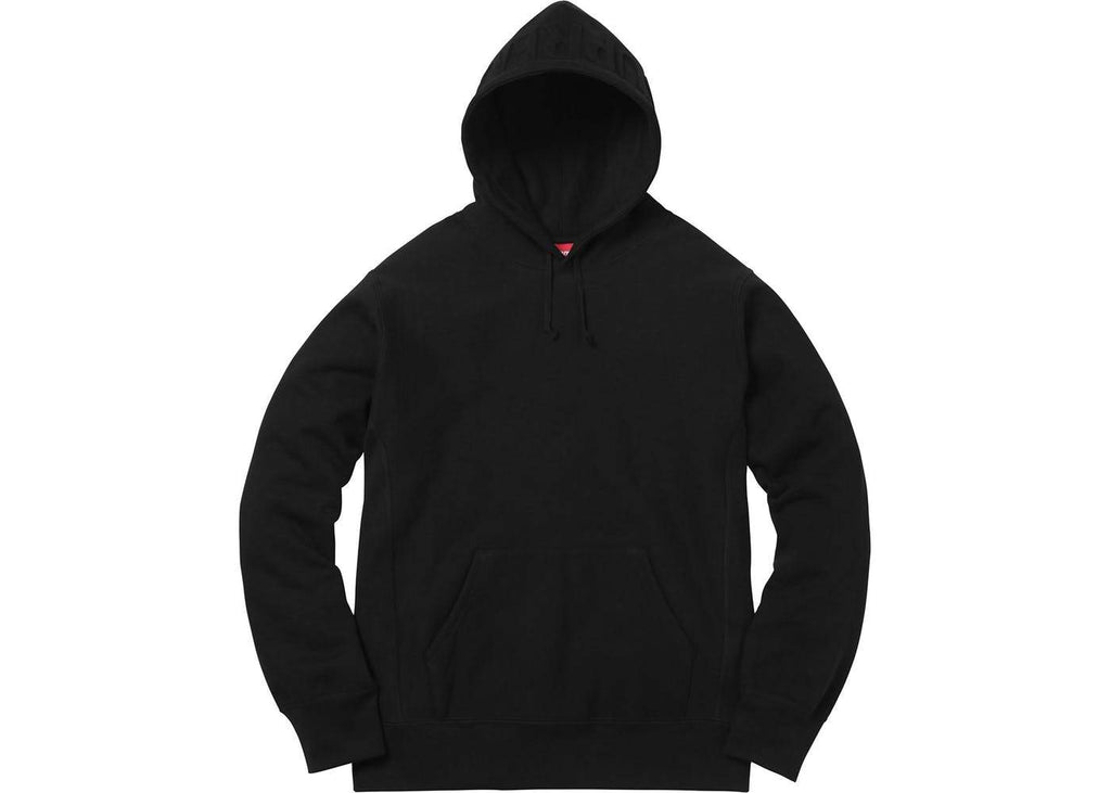 SUPREME - EMBOSSED LOGO HOODED SWEATSHIRT (BLACK) - Supreme-Embossed-Logo-Hooded-Sweatshirt-Black