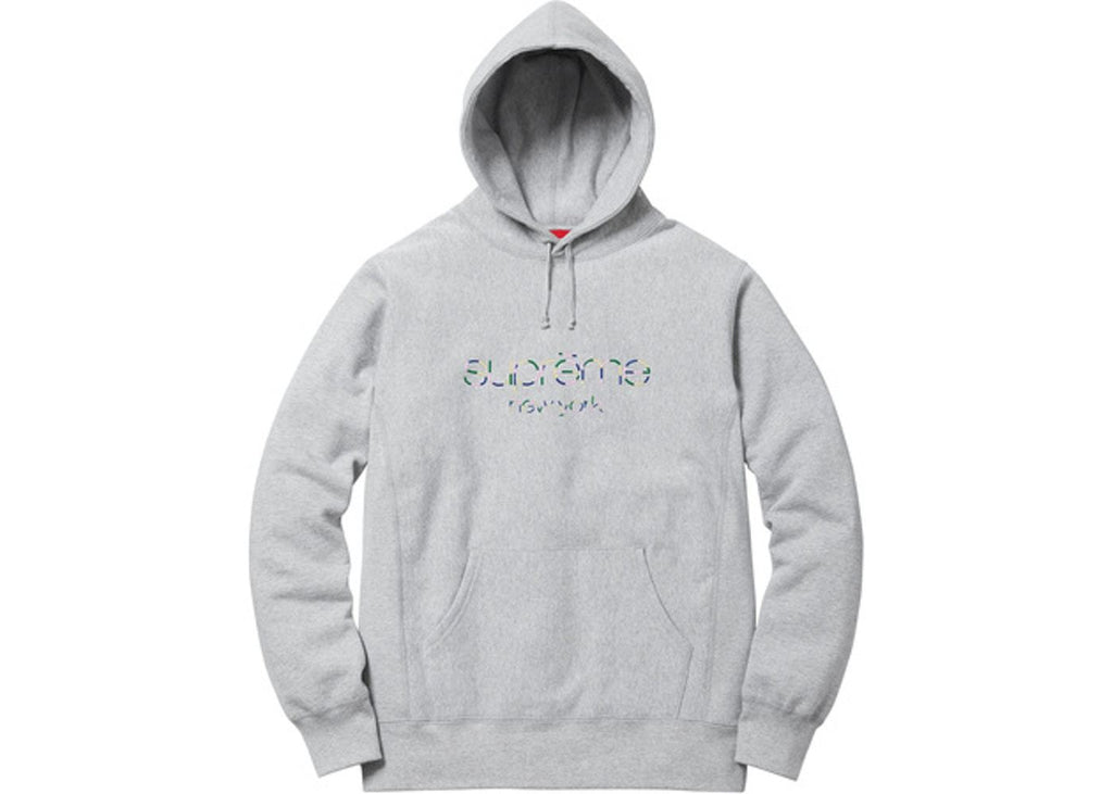 SUPREME - MULTICOLOR CLASSIC LOGO HOODED SWEATSHIRT (GREY) - Supreme-Multicolor-Classic-Logo-Hoodie-Heather-Grey
