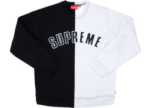 SUPREME - SPLIT CREWNECK SWEATSHIRT (BLACK) (USED) - Supreme-Split-Crewneck-Sweatshirt-Black-v2