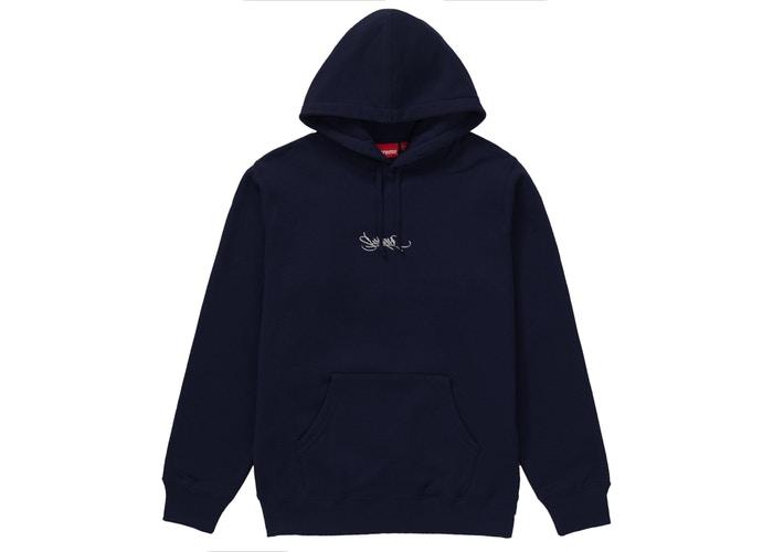 SUPREME - TAG LOGO HOODED SWEATSHIRT (NAVY) - Supreme-Tag-Logo-Hooded-Sweatshirt-Navy
