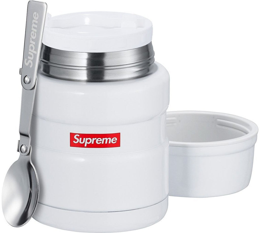 SUPREME/THERMOS - STAINLESS KING  JAR  FOOD + SPOON - Supreme-Thermos-Stainless-King-Food-Jar-and-Spoon-White