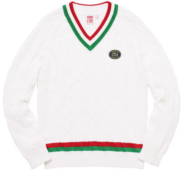 SUPREME/LACOSTE - TENNIS SWEATER (WHITE) - TEN