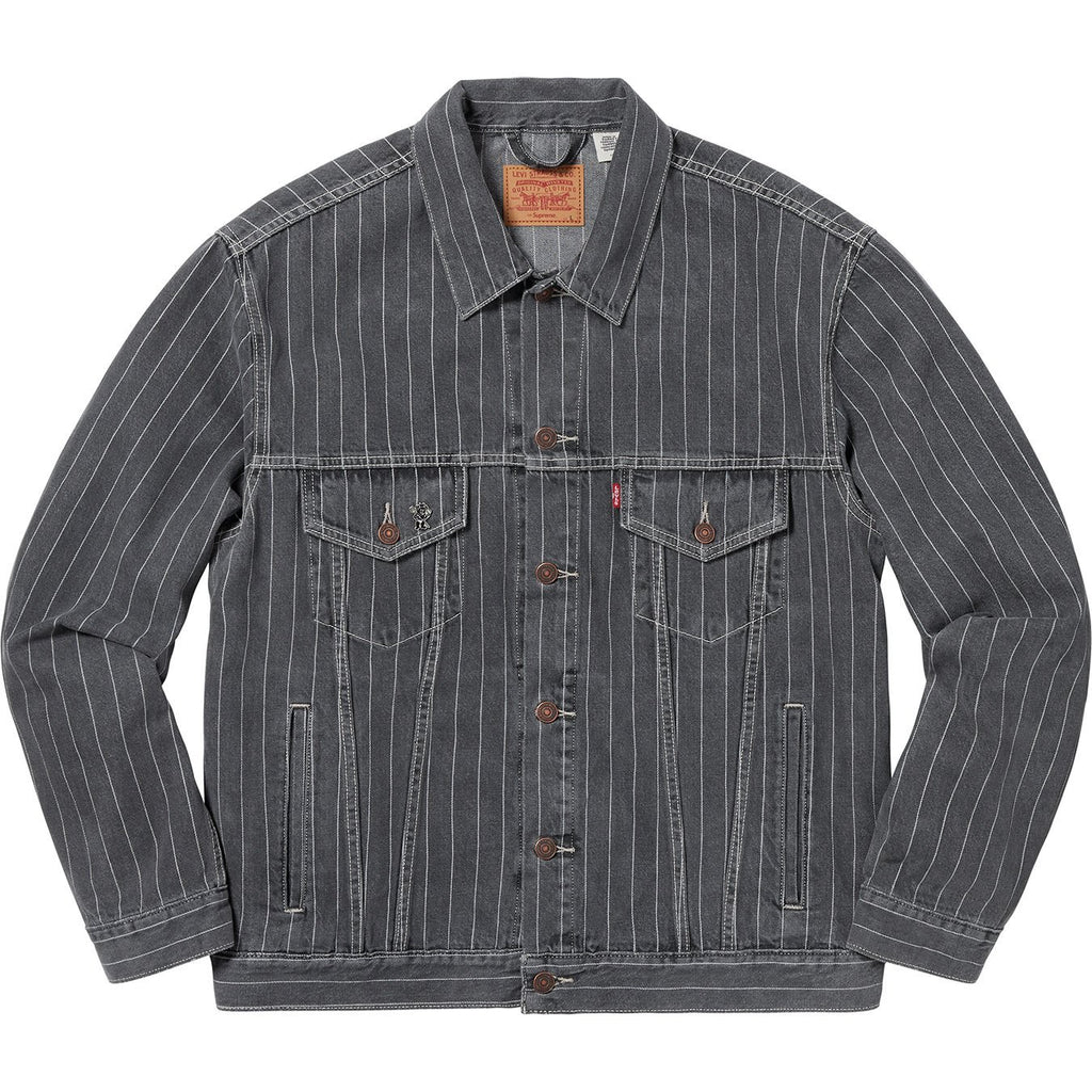 SUPREME/LEVIS - PINSTRIPE TRUCKER JACKET (BLACK) - TRUCK1