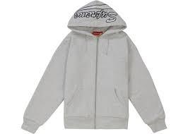 SUPREME - THERMAL ZIP UP SWEATSHIRT (ASH GREY) - VBN