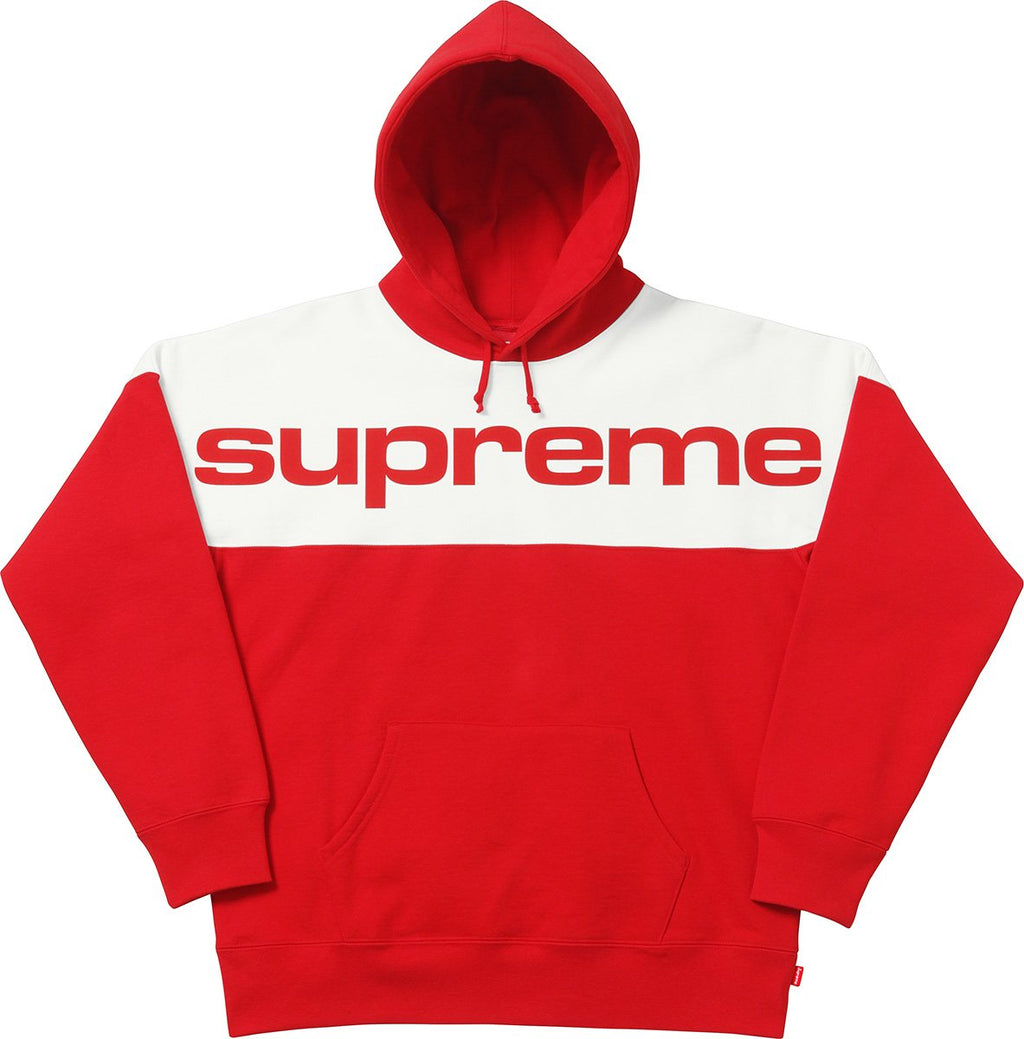 SUPREME - BLOCKED HOODED SWEATER (RED) - jRkasa75KqM