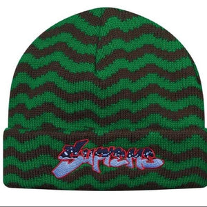 SUPREME - ZIG ZAG STRIPE BEANIE (GREEN) - m_59e014a0620ff7af8e0072b4