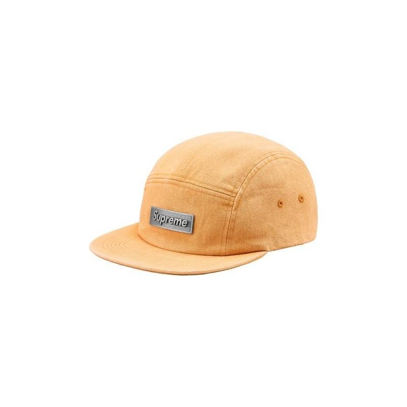 SUPREME - METAL PLATE CAMP CAP BOX LOGO (GOLD) - supreme-metal-plate-camp-cap-gold-the-rarehouse